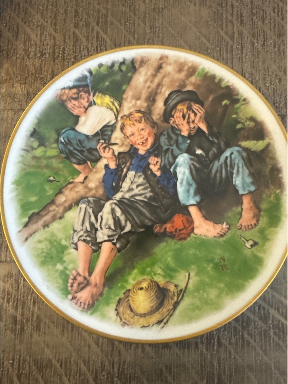 1977 Norman Rockwell First Smoke Tom Sawyer Crown Bavaria Germany Plate